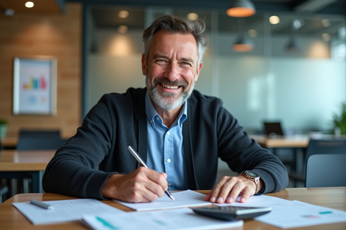 Homme infirmier note des informations sur un bureau moderne