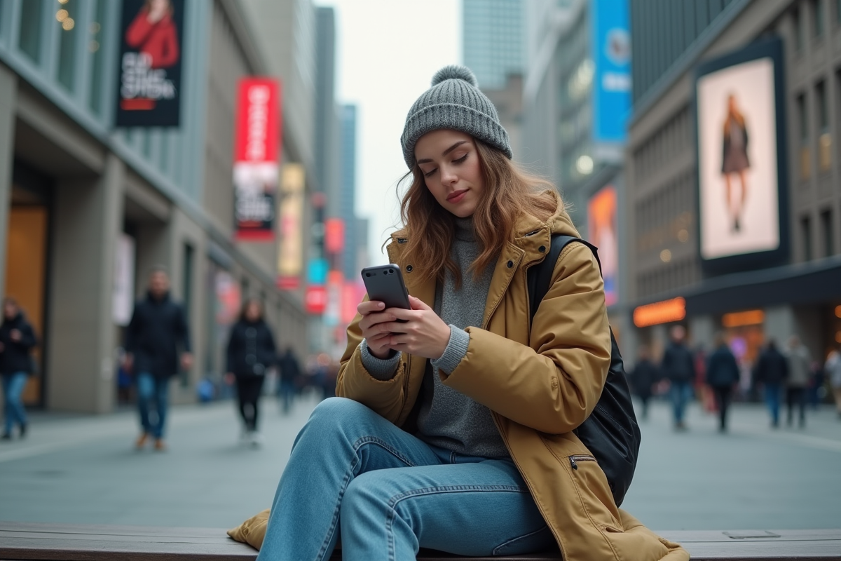 Jeune femme en streetwear dans la ville moderne
