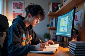Joueur f2p d'Anime Adventures consultant ses notes de stratégie pour optimiser ses gemmes et tickets